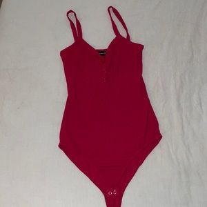 Ribbed red bodysuit